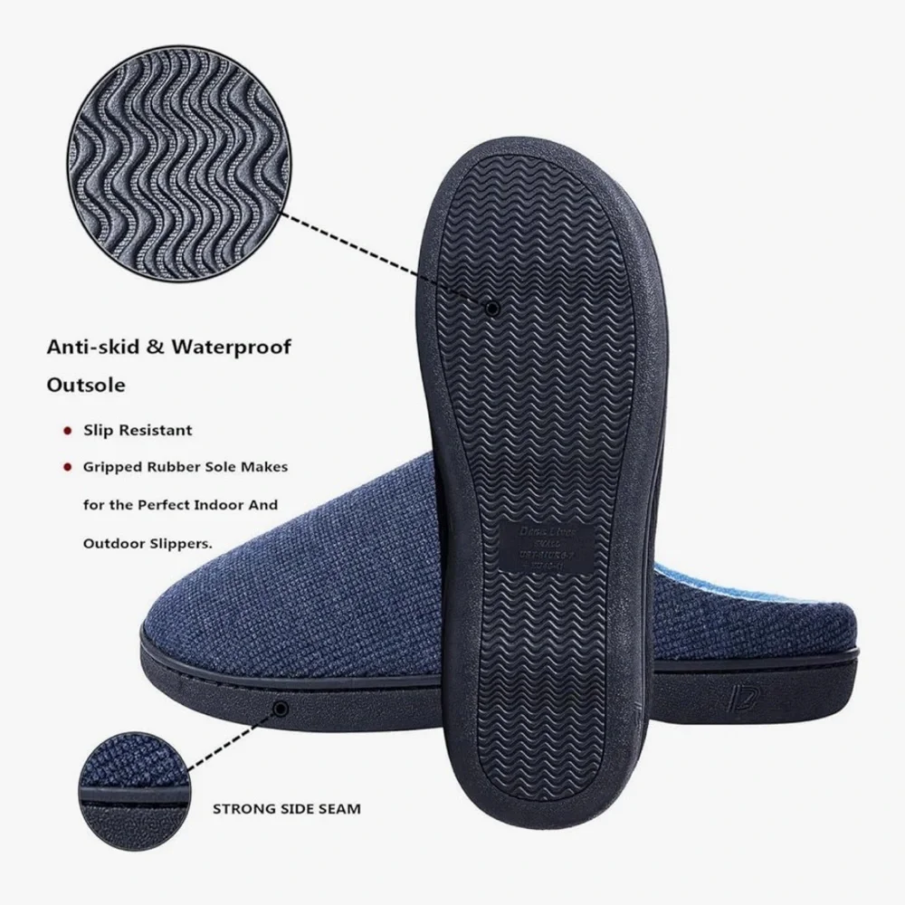 DL Mens Memory Foam Slippers Comfortable House Slippers For Men